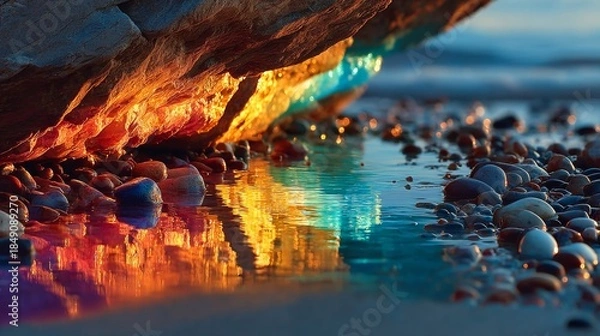 Fototapeta Sunset by rocks