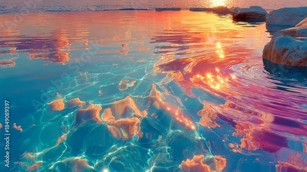 Fototapeta Sunset on water.