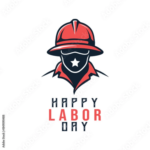 Obraz Labor Day Graphic with Worker and Bold Typography