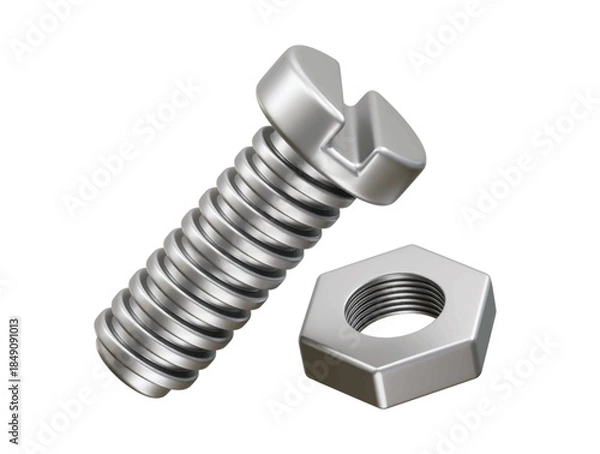 Obraz Nut and Bolt icon 3d render illustration 
