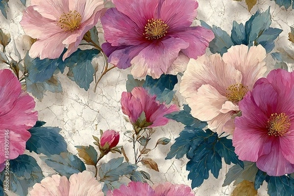 Obraz Elegant, chic floral seamless pattern with various flowers