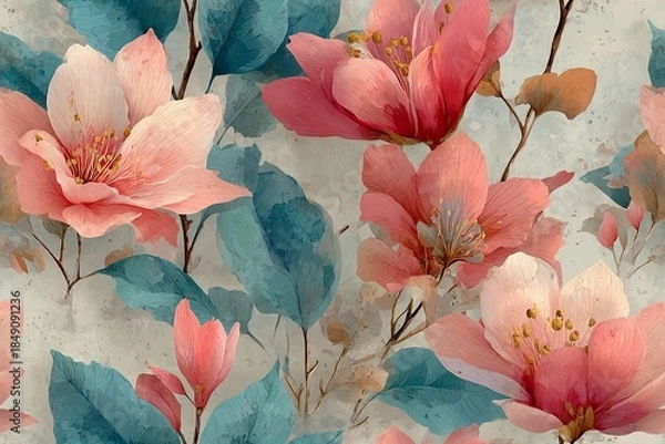 Obraz Elegant, chic floral seamless pattern with various flowers