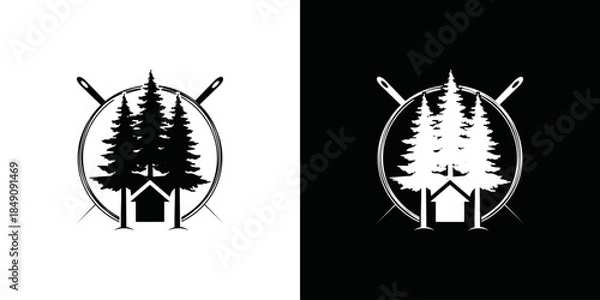 Obraz simple vector pine tree and house logo