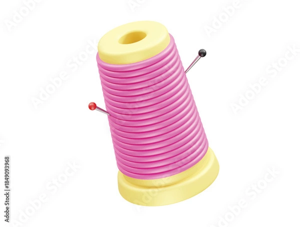 Obraz Sewing Thread Spool with Needle  icon 3d render illustration 