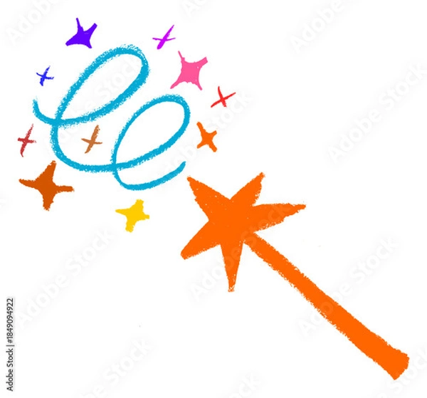 Obraz Magic Wand Waveing Crayon Chalk Drawing Vector