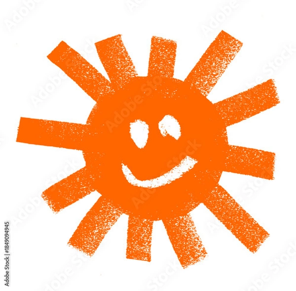 Obraz Smiling Sun Crayon Chalk Drawing Vector