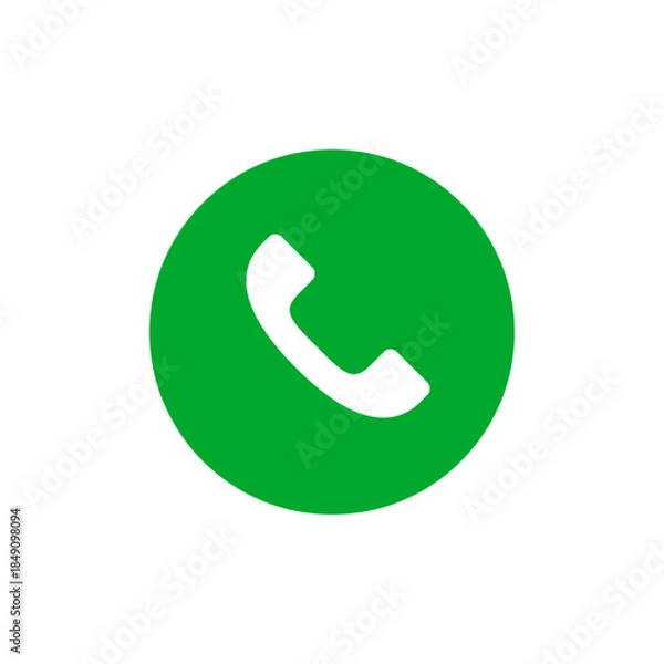 Obraz Green phone call transparent button icon isolated on white background