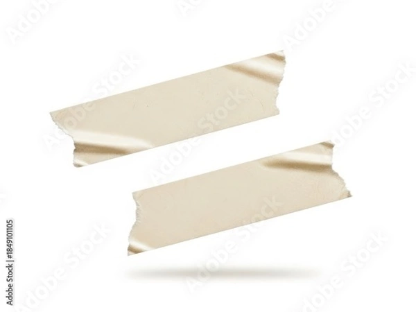 Obraz Two ripped pieces of beige paper isolated on white background floating in air