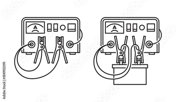 Fototapeta Car battery charger icon in thin line