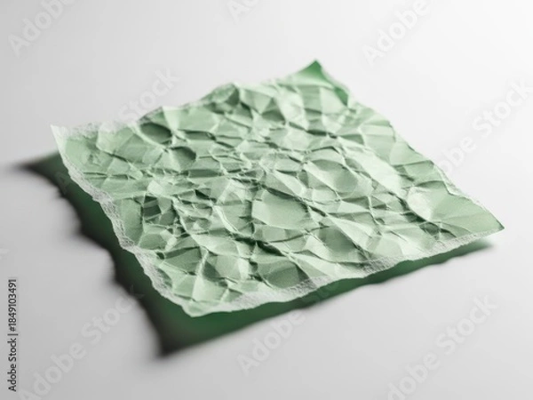 Obraz Mint green crumpled paper texture with shadow on white surface