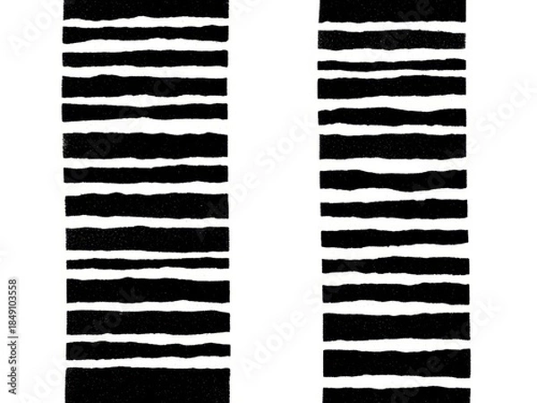 Obraz Two black and white striped patterns side by side on isolated white background