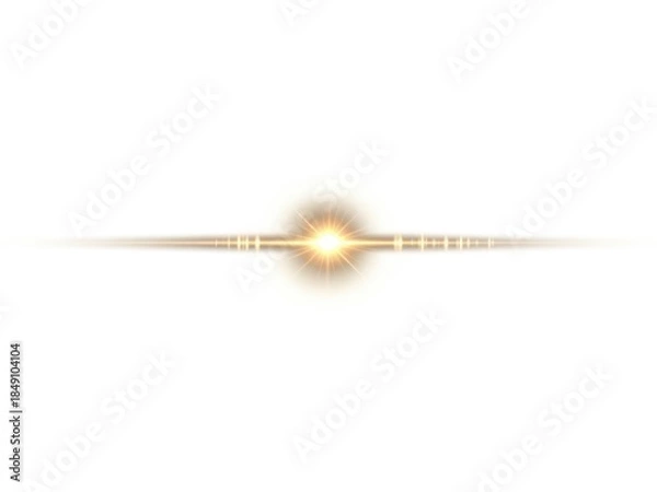 Obraz Golden light beam with decorative elements on white background shining brightly