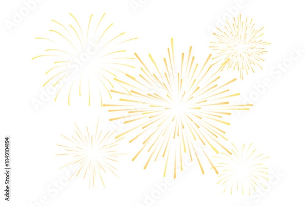 Obraz Elegant Gold Firework Vector Set on transparent background