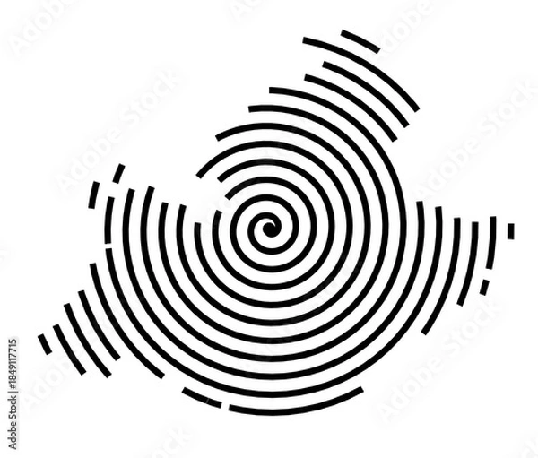 Obraz Symbol Map of the Region Provence-Alpes-Cote d’Azur (France) showing the region with a black spiral line