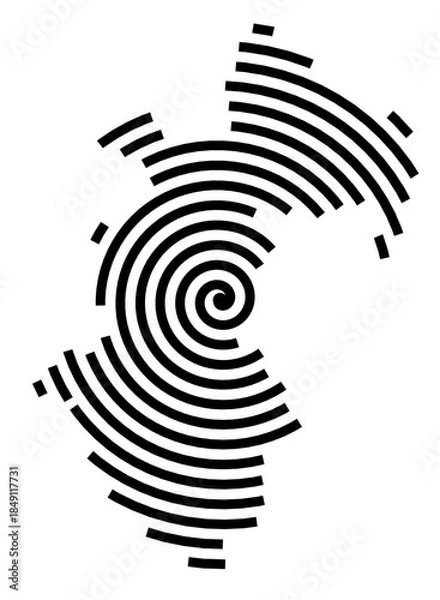 Obraz Symbol Map of the Region Nyugat-Dunantul (Hungary) showing the region with a black spiral line