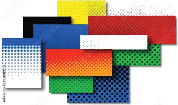 Fototapeta Colorful Halftone Abstract Rectangles Collection for Modern Design Background and Creative Graphic Elements