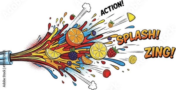 Fototapeta Explosive Comic Impact Burst – High-Energy Action Splash with Dynamic Motion, Power, and Vibrant Visual Chaos