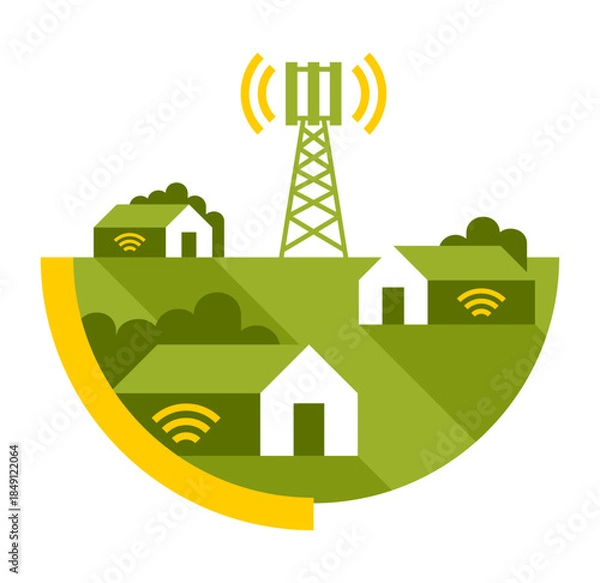Fototapeta Rural Wireless Mesh Network concept