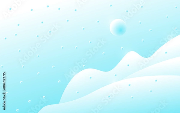 Obraz Minimalist Winter Landscape with Snow and Sun, Light Blue & White