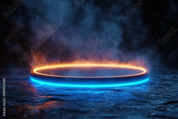 Fototapeta Blue ring emitting bright orange glow.