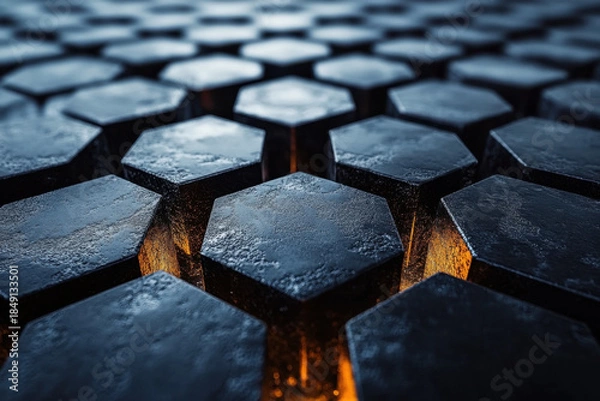 Fototapeta Close-up of a black hexagon.