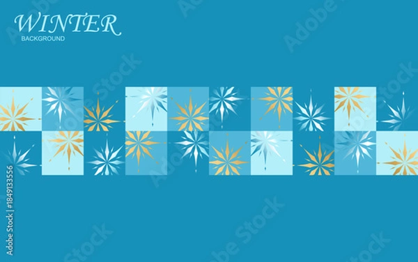 Obraz Snowflake background design for winter in flat style, Vector snowflake illustration.