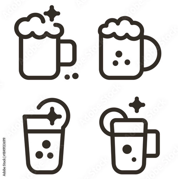 Obraz Smooth Rounded Vector Cup Dringking Coffe style icon set