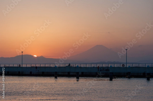 Obraz 富士山と日没