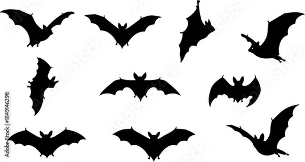 Obraz Flying Bat Silhouettes Collection