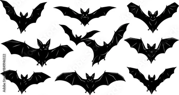 Obraz Flying Bat Silhouettes Collection