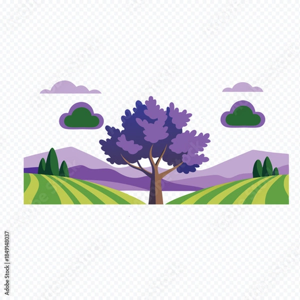 Fototapeta landscape with trees and clouds