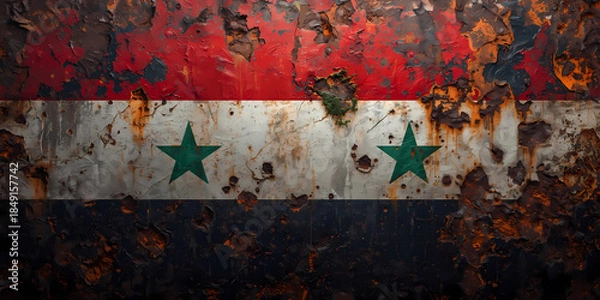 Obraz Weathered syrian flag illustration