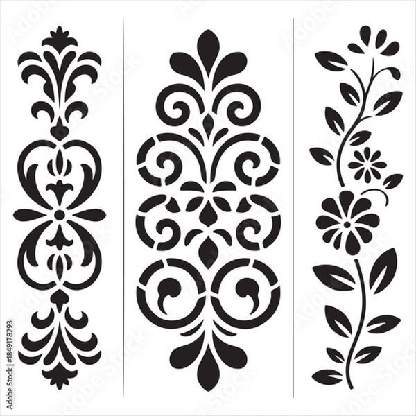 Obraz Ornate Scrollwork and Floral Stencils three vector