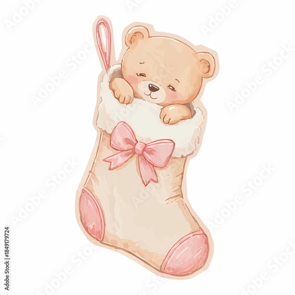 Obraz a teddy bear in a Christmas stocking 