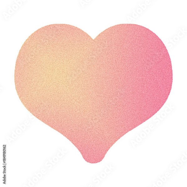 Obraz Peach pink heart on transparent background, cute grainy gradient PNG design element