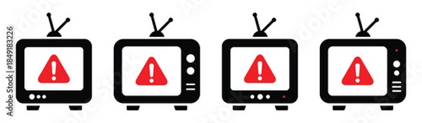 Obraz Television error warning icon, vector illustration