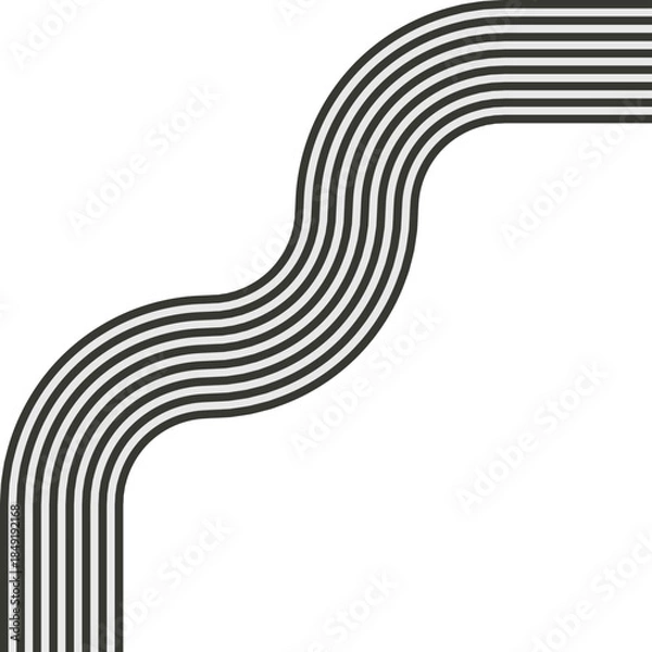 Obraz Striped path arranged as a maze with layered paths and wave continuity producing visual complexity.