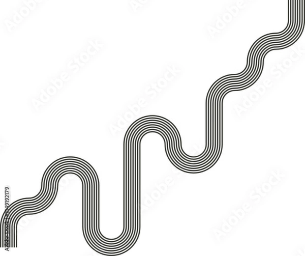 Obraz Striped path combining zigzag direction with wave motion and curved continuity.
