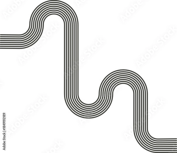 Obraz Striped path forming a maze pattern defined by wave motion and smooth directional turns.
