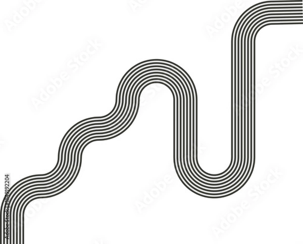 Obraz Striped path creating a flowing wave system with continuous curvature and surface texture.