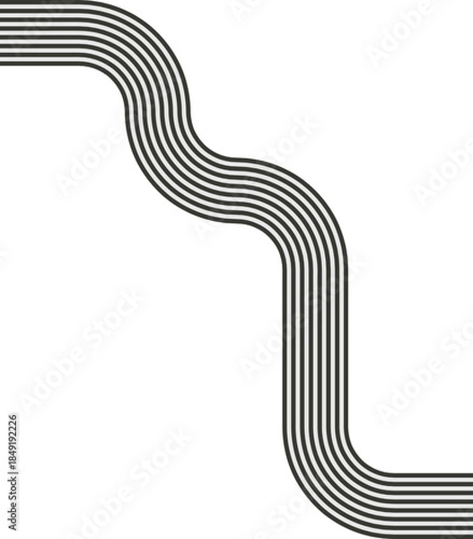 Obraz Striped path combining zigzag movement and diagonal direction with wave continuity.
