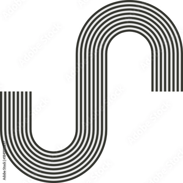 Obraz Striped path forming a maze with uneven routing and wave-based continuity.