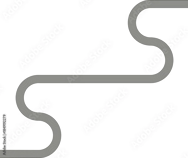 Obraz Striped path forming square-based turns with zigzag movement and continuous routing.