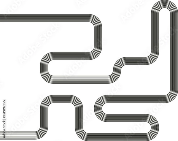 Obraz Striped path combining maze structure and zigzag routing with curved continuity.