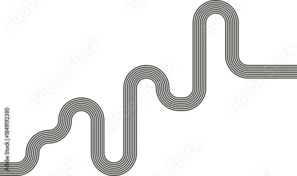 Obraz Striped path forming a maze guided by wave motion and continuous curved paths.