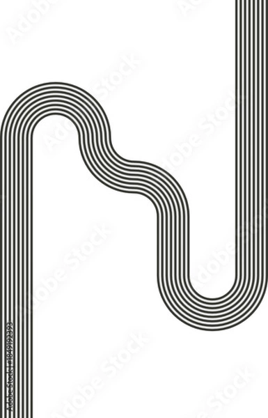 Obraz Striped path creating a curved route with continuous flow and surface texture.