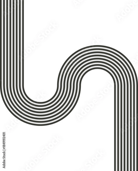 Obraz Striped path combining square routing with wave motion and linear continuity.