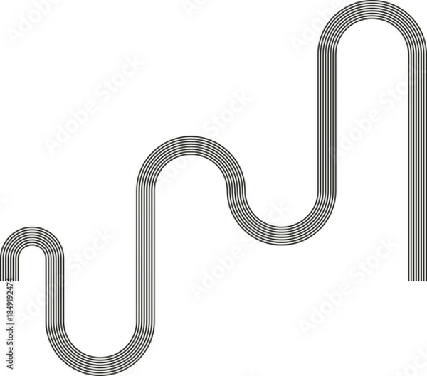 Obraz Striped path forming a maze structure based on square routing and connected paths.