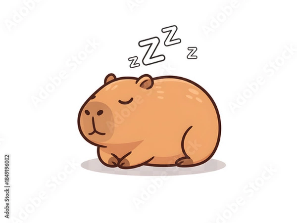 Obraz Sleeping Capybara Cute Animated Sticker