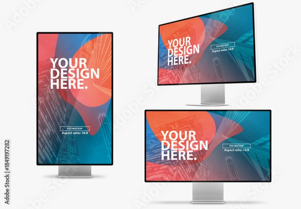 Obraz Monitor Screen Mockup Front and Side View